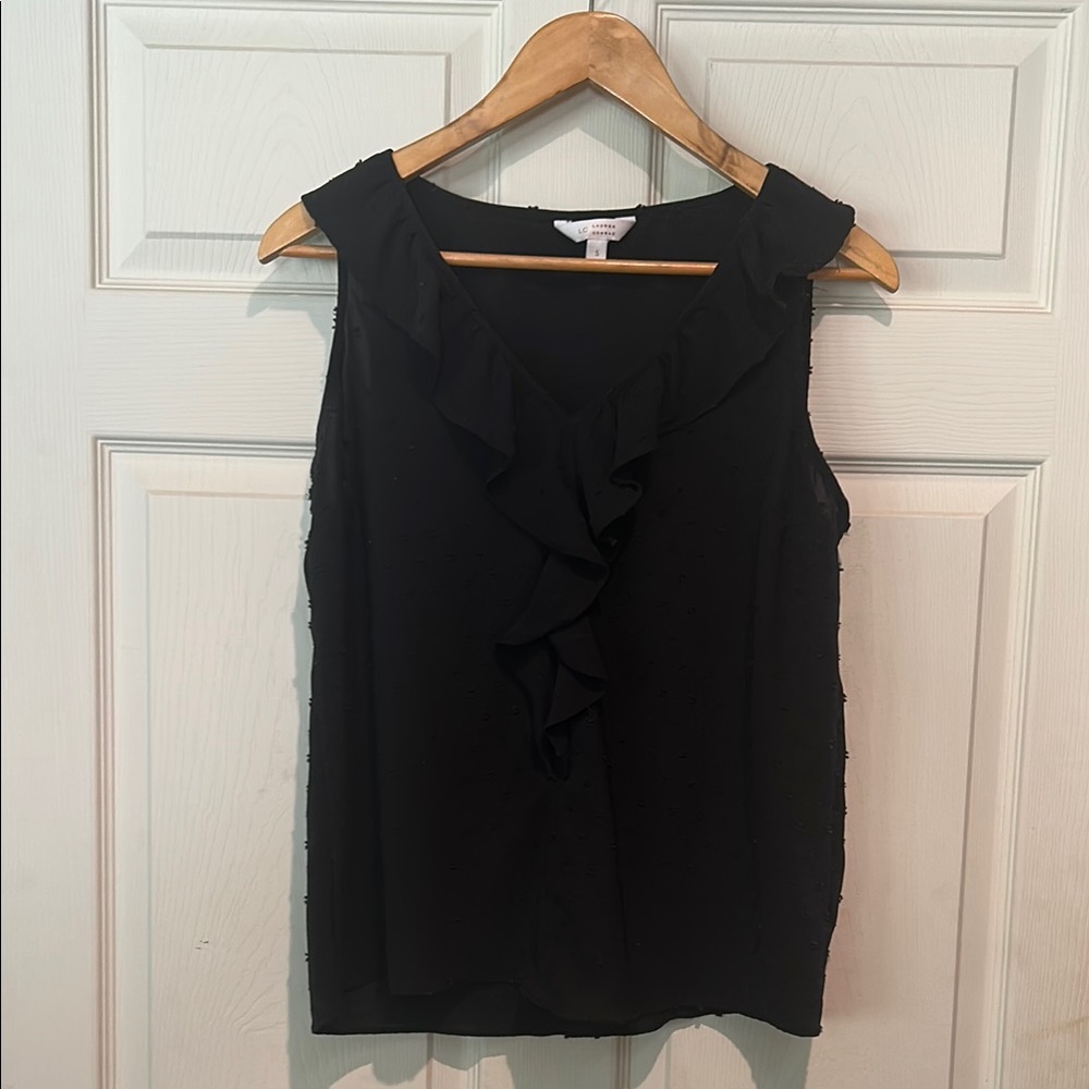 LC Lauren Conrad Black Ruffled Blouse